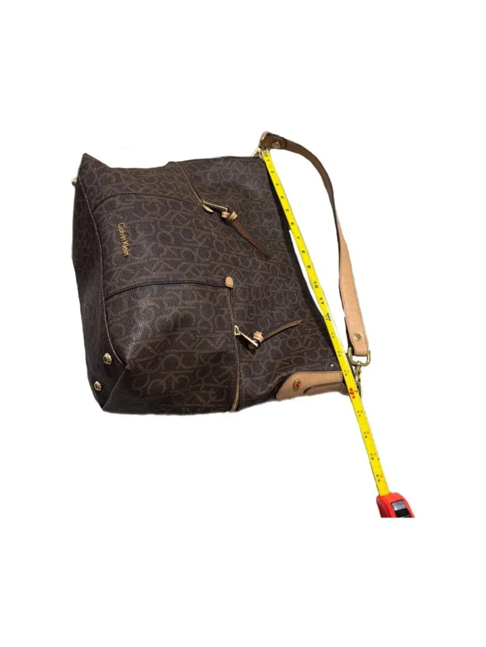 Calvin Klein Bag Brown Vegan Leather CK Logo Slouchy Y2K Preppy Everyday Office